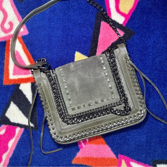 Zara Gray Crossbody Bag with Chain Detail - Picture 1 of 1